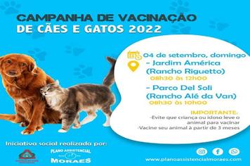 CAMPANHA DE VACINAÇÃO ANTIRRÁBICA DE CÃES E GATOS CONTINUA NESTE FINAL DE SEMANA