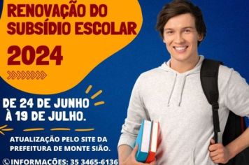 A DIRETORIA DE EDUCAÇÃO DE MONTE SIÃO INFORMA SOBRE O SUBSÍDIO DO TRANSPORTE ESCOLAR