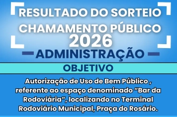 Resultado do Sorteio do Chamamento Público para exploração do espaço denominado 