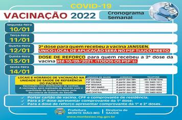 VACINAÇÃO CONTRA COVID 19 - CRONOGRAMA SEMANAL