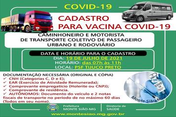 CADASTRO PARA VACINAÇÃO COVID 19 - CAMINHONEIROS E MOTORISTAS