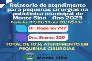 SAÚDE DIVULGA RELATÓRIO DE ATENDIMENTO PARA PEQUENAS CIRURGIAS NA POLICLÍCICA DE MONTE SIÃO