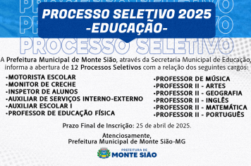  Abertura de 12 Processos Seletivos da Educação