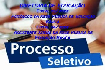 PROCESSO SELETIVO SIMPLIFICADO 001 2022 - EDUCAÇÃO