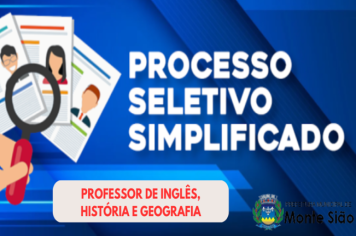 PROCESSO SELETIVO SIMPLIFICADO PARA PROFESSOR DE INGLÊS, HISTÓRIA E GEOGRAFIA