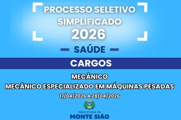 Processo Seletivo Simplificado para contratação de Mecânico e Mecânico de máquinas pesadas