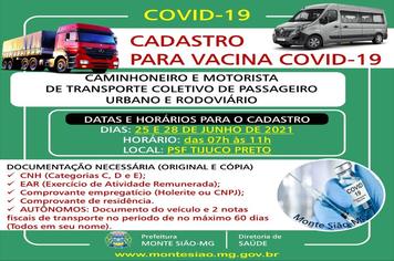 CADASTRO PARA VACINAÇÃO COVID 19 - CAMINHONEIROS E MOTORISTAS