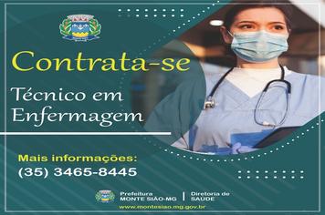 CONTRATA-SE TÉCNICO EM ENFERMAGEM PARA A SAÚDE DE MONTE SIÃO