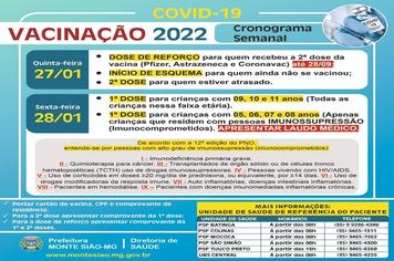 VACINAÇÃO CONTRA COVID 19 - CRONOGRAMA SEMANAL