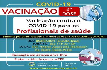 VACINAÇÃO CONTRA COVID 19 - 2ª DOSE - PROFISSIONAIS DE SAÚDE