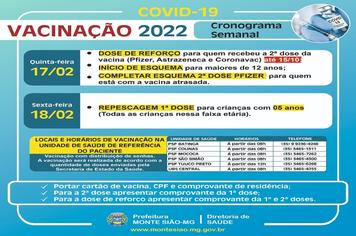 VACINAÇÃO CONTRA COVID 19 - CRONOGRAMA SEMANAL