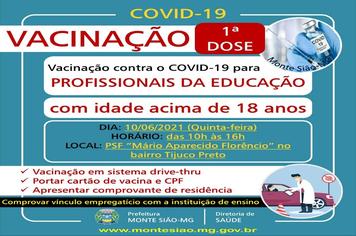 VACINAÇÃO CONTRA COVID 19 - 1ª DOSE - PROFISSIONAIS DA EDUCAÇÃO