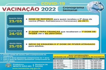 VACINAÇÃO CONTRA COVID 19 - CRONOGRAMA SEMANAL