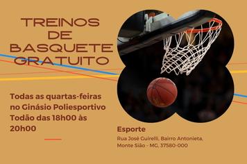 TREINOS DE BASQUETE GRATUITO NO GINÁSIO POLIESPORTIVO TODÃO - CALENDÁRIO ATUALIZADO