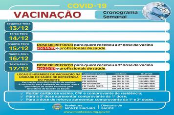 VACINAÇÃO CONTRA COVID 19 - CRONOGRAMA SEMANAL