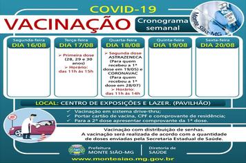 VACINAÇÃO CONTRA COVID 19 - CRONOGRAMA SEMANAL