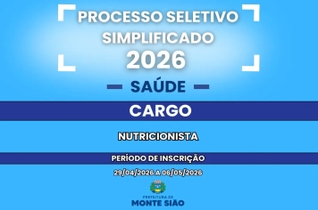 Processo Seletivo Simplificado para o cargo de Nutricionista da Saúde 