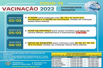 VACINAÇÃO CONTRA COVID 19 - CRONOGRAMA SEMANAL