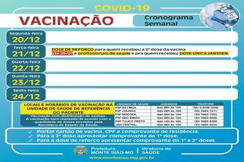 VACINAÇÃO CONTRA COVID 19 - CRONOGRAMA SEMANAL