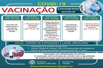 VACINAÇÃO CONTRA COVID 19 - CRONOGRAMA SEMANAL
