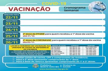 VACINAÇÃO CONTRA COVID 19 - CRONOGRAMA SEMANAL