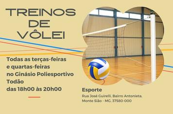 TREINOS DE VÔLEI GRATUITO NO GINÁSIO POLIESPORTIVO TODÃO