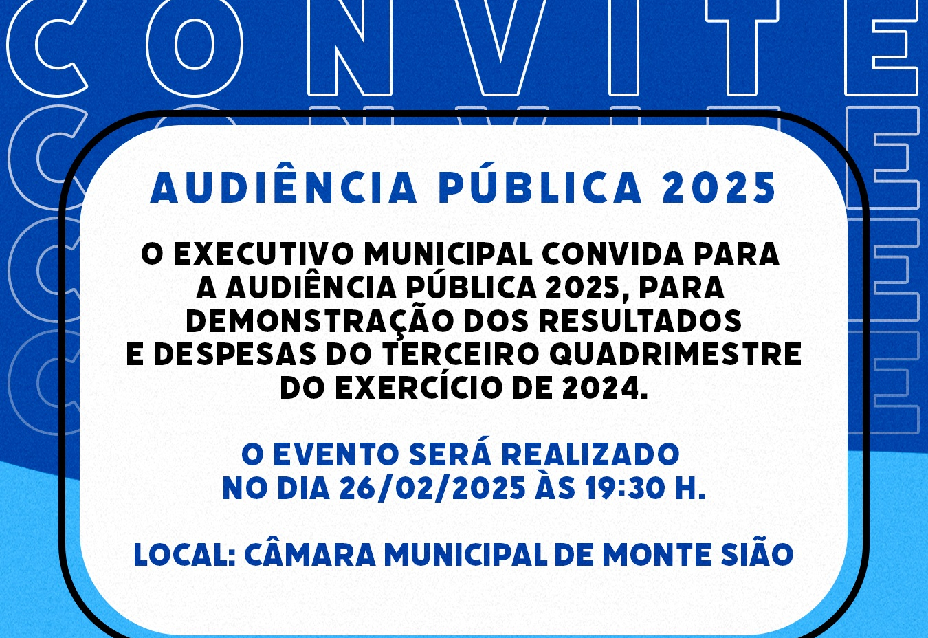 Audiência Pública para demostrar os resultados das receitas e despesas do terceiro quadrimestre do exercício de 2024.