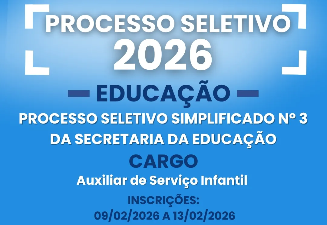 Processo Simplificado para a Contratação de Auxiliar de Serviço Infantil para atender à necessidade temporária de excepcional interesse público.