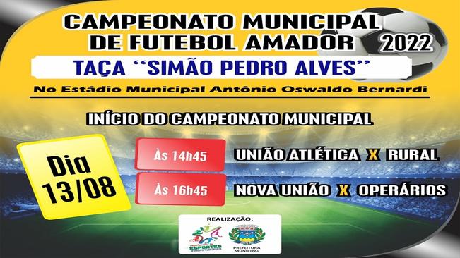 CAMPEONATO MUNICIPAL DE FUTEBOL AMADOR TERÁ INÍCIO EM MONTE SIÃO
