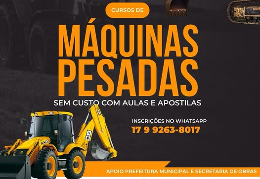 CURSO DE MÁQUINAS PESADAS PARA MONTE SIÃO - MG E REGIÃO