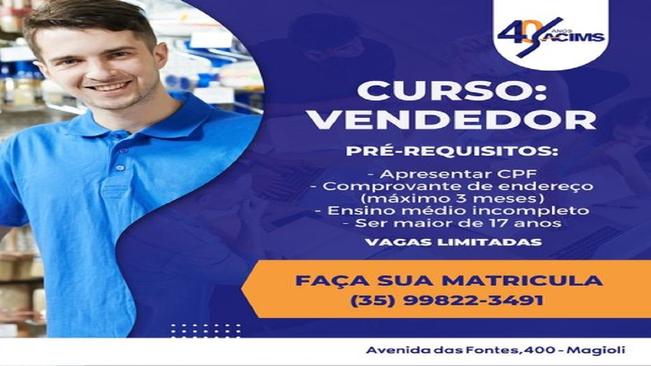 PREFEITURA DE MONTE SIÃO EM PARCERIA COM O SENAc E ACIMS DISPONIBILIZAM CURSO DE VENDEDOR.