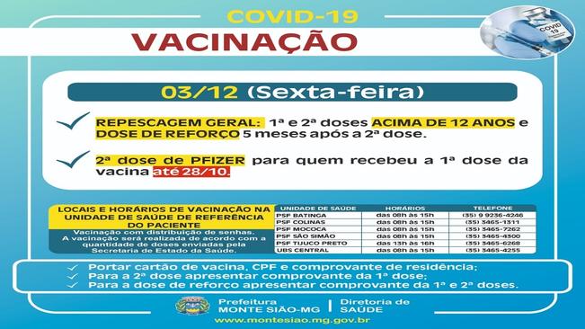 VACINAÇÃO CONTRA COVID 19 - CRONOGRAMA SEMANAL